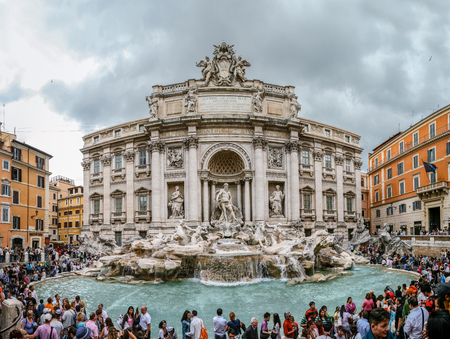 The Trevi Fountain with tourist in Rome Italyのeditorial素材