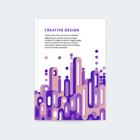 Vector design template of the abstract vertical cover in retro style from multi-colored geometric shapes for the design of catalog, brochure,  magazine, poster, postcard, presentation.のイラスト素材
