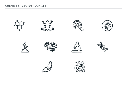 A set of outline vector icons on a school education theme.のイラスト素材
