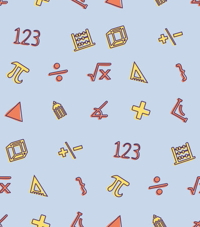 Seamless pattern with mathematics element iconsのイラスト素材