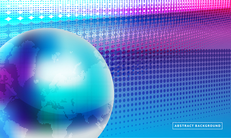 Halftone gray gradient background concept of vector design with globe. Decorative web layout or poster, banner, website, booklet, flyer and magazine.のイラスト素材