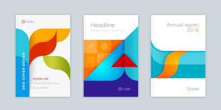 Abstract cover design, business brochure template, layout, report, magazine or booklet in A4 multicolored waves dynamic blurred, soft lines and smooth forms. Vector illustration of a modern flat styleのイラスト素材