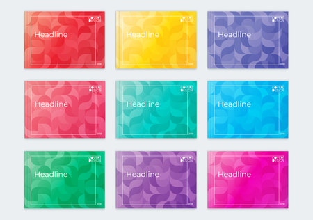 A set of templates of different colors of Horizontal A4 covers with a wavy pattern.