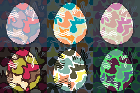 Set of colorful bright Easter eggs with a patternのイラスト素材