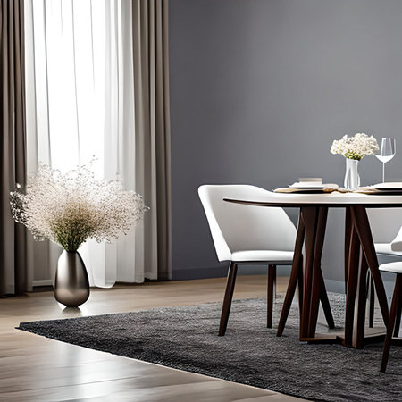 Dining room interior in modern style. 3d rendering mockupの写真素材
