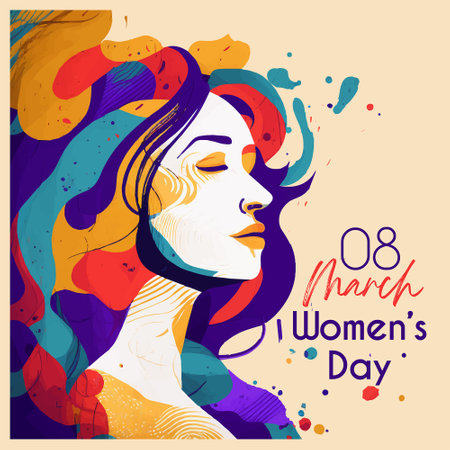 International Women's Day. March 8. Vector illustration of a beautiful woman.のイラスト素材