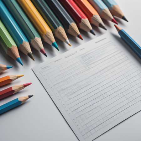 Pencils of different colors on a white background. Selective focus.