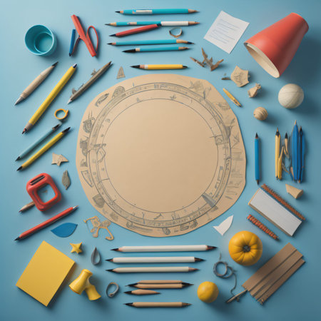 Back to school background. Top view. Flat lay. Copy space