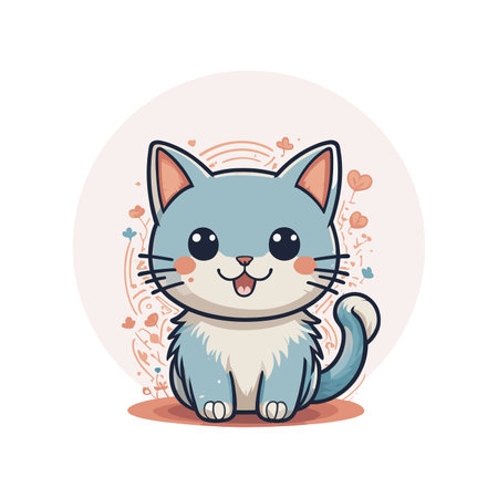 Cute cartoon cat character. Vector illustration in a flat style.のイラスト素材