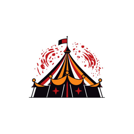 Circus tent vector illustration on white background. Flat style design.のイラスト素材