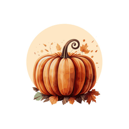 Autumn thanksgiving watercolour clipart white background. Vector illustrationのイラスト素材