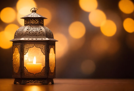 Fantasy-inspired lantern for celebrating Ramadan in an Islamic styleの写真素材