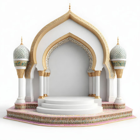 3D view Islamic arch podium stageの写真素材