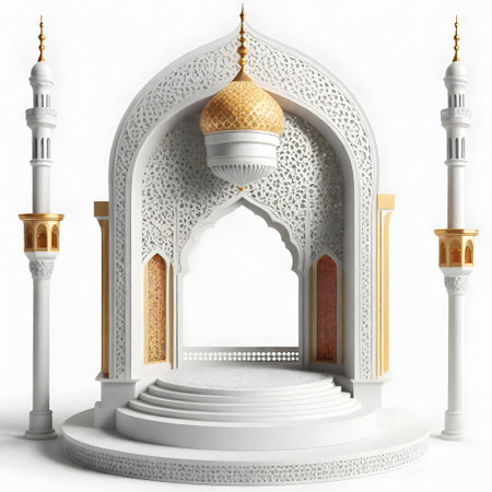 3D view Islamic arch podium stageの写真素材