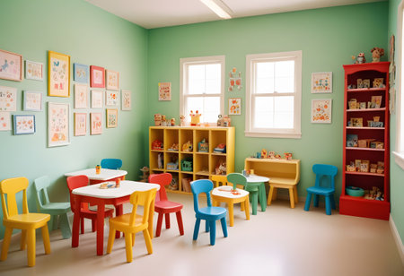 Interior of a children's room with colorful toys. 3d renderの写真素材
