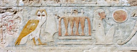 Wall ornament at the Hatshepsut Temple, Egyptの写真素材