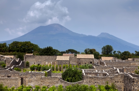 The ruins of the ancient Roman town-city of Pompeii that was partially destroyed and buried under volcanic ash in the eruption of Mount Vesuvius in AD 79 の写真素材