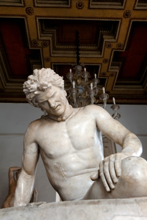 The Dying Gaul, formerly known as the Dying Gladiator, is an ancient Roman marble copy of a lost bronze Hellenistic sculpture, commissioned some time between 230 BC and 220 BC by Attalus I of Pergamonのeditorial素材