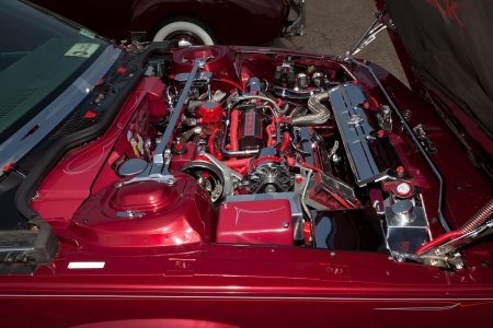 Vintage American car engine at the Antique Automobile Association of Brooklyn Annual Show on June...