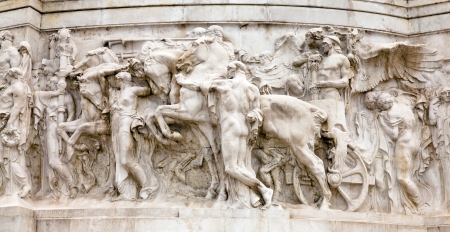 Details of the National Monument to Victor Emmanuel II or Altar of the Fatherland is a monument built to honour Victor Emmanuel, the first king of a unified Italy, located in Rome, Italy のeditorial素材