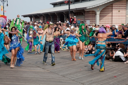 Unidentified participants of the 28th annual Coney Island Mermaid Parade on June 18, 2011 at Coney Island, Brooklyn, NY, USA. のeditorial素材