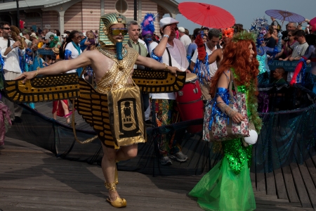 Unidentified participants of the 28th annual Coney Island Mermaid Parade on June 18, 2011 at Coney Island, Brooklyn, NY, USA. のeditorial素材