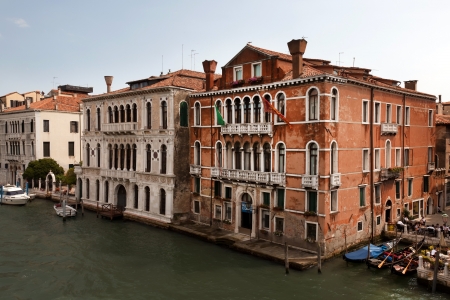 Venetian palazzos along the Grand Canal in Venice, Italy のeditorial素材