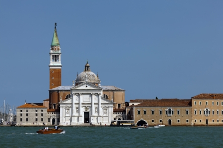 Palladios church of San Giorgio Maggiore on the island of the same name in Venice, Italyのeditorial素材
