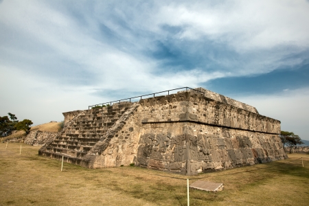 The Temple of the Feathered Serpent in Xochicalco, Mexico, has fine stylized depictions of that deity in a style which includes apparent influences of Teotihuacan and Maya artの写真素材