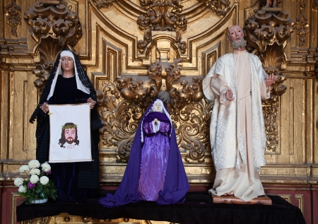 Statues of saints in a Mexican church