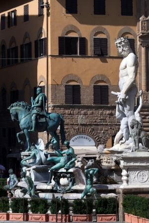 The Fountain of Neptune  1565  by Bartolomeo Ammannati in Florence, Italyの写真素材