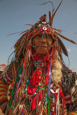 Unidentified participant of the Powwow Native American Festival at Floyd Bennett Field on June 2, 2013 in Brooklyn, NY. The festival attracts over 500 Native American artists, singers and dancers.のeditorial素材