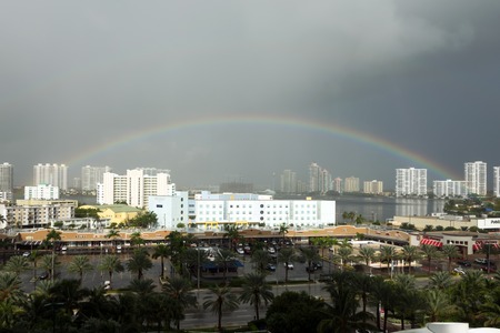 Rainbow over the Sunny Isles, Florida.のeditorial素材