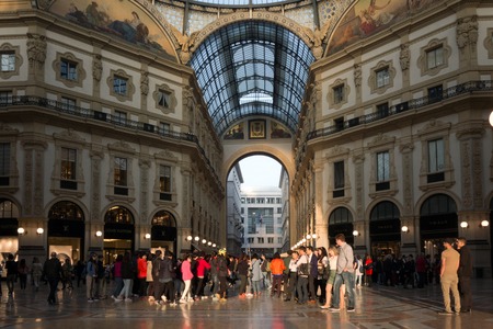 Galleria Vittorio Emanuele II in Milan is one of the world\'s oldest shopping malls was designed in 1861 and built by Giuseppe Mengoni between 1865 and 1877のeditorial素材