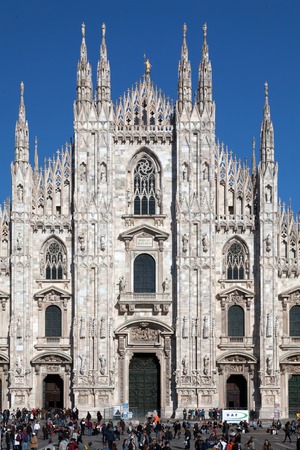 Milan cathedral is the third largest church in the world. It was begun by the Visconti family in 1386 and finished by Napoleon in 1805 more than four centuries later.のeditorial素材
