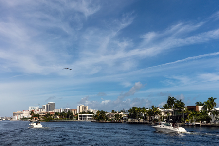 SUNNY ISLES BEACH, FL - JANUARY 1 2016: View of the Dumfoundling Bay containing some of the most luxurious properties in the Sunny Isles Beach.のeditorial素材