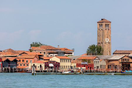MURANO, ITALY - APRIL 30 2016: Murano island and the medieval brick campanile of the Church of Santa Maria e San Donato.のeditorial素材
