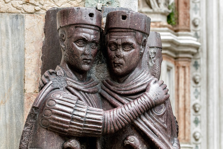 The Tetrarchs is 4th century porphyry sculpture representing Diocletian, Maximian, Valerian and Constance. Collectively they were the tetrarchs, appointed by Diocletian to help rule the Roman Empire.のeditorial素材
