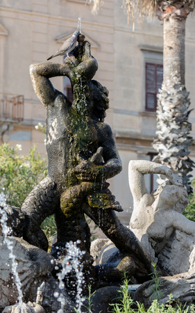 Triton fountain on the Piazza Vittorio Emanuele II, built in 1951 by Domenico Li Muli.の写真素材