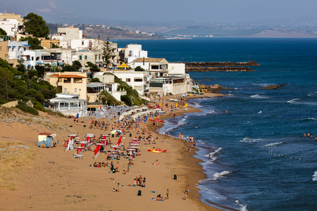 Marinella di Selinunte's beach in Castelvetrano, Sicily, Italy is located near the famous Selinunte's archaeological park.のeditorial素材