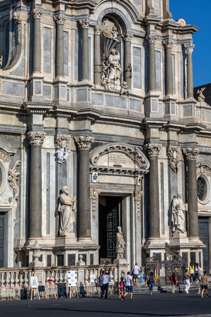 Catania Cathedral in Catania, Sicily, Italy, originated in the 12th century, rebuilt in the Sicilian Baroque style in the 18th century.のeditorial素材