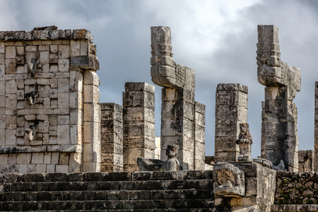 Upper platform of the Temple of a Thousand Warriors with the Chacmool statue at the Chichen Itza...