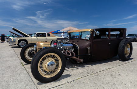 BROOKLYN, NEW YORK - JUNE 11 2017: A 1927 Ford on display at the Antique Automobile Association of Brooklyn Annual Show at the Floyd Bennett Field in Brooklyn, New York, USA.のeditorial素材