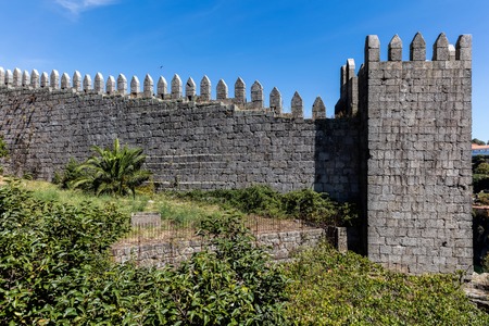 Rectangular watchtowers of the medieval castle called Fernandina Wall located in Porto, Portugal. Construction started in 1336 by King D. Afonso IV and completed in 1376 by King D. Fernando.のeditorial素材