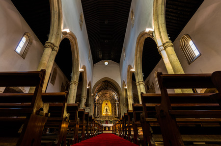 Interior of the 15th-century Church of St. John the Baptist, built by King Manuel I in the Manueline style.のeditorial素材