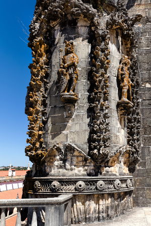 Tomar, Portugal, August 12, 2017: Fragment of the Chapter House decoration in the Convent of Christ in Tomar, Portugal. The convent is a historic and cultural monument and a UNESCO World Heritage site.のeditorial素材