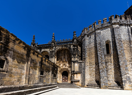 The main entrance of the Convent of Christ in Tomar, Portugal, built in the Manueline style.のeditorial素材