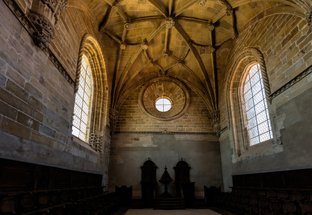 Tomar, Portugal, August 12, 2017: Interior of the Convent of Christ in Tomar, Portugal. The convent is a historic and cultural monument and a UNESCO World Heritage site.のeditorial素材