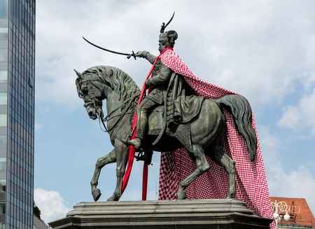 Statue of Ban Josip Jelacic, erected by Anton Dominik Fernkorn on the Jelacic square in Zagreb in 1866. Jelacic, a Croatian national hero, had supported Croatian independence during the Hapsburg ruleのeditorial素材