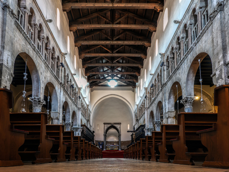 Interior of the Zadar Cathedral of St. Anastasia in Zadar, Croatia, constructed in the Romanesque style during the 12th and 13th centuries.のeditorial素材